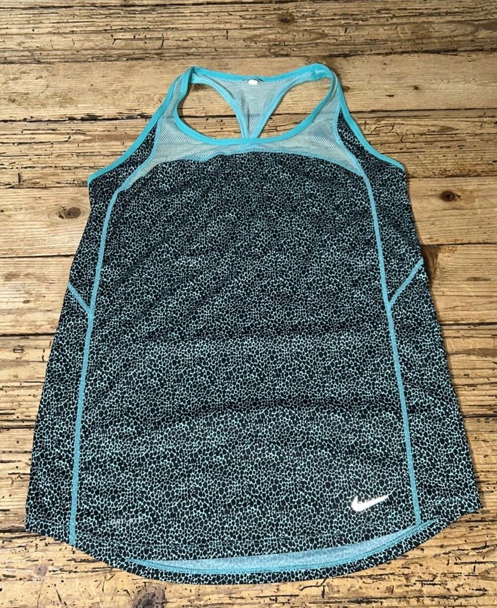 Nike Women’s Size L Turquoise Mesh Cheetah Print Racerback Tank